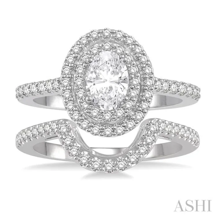 1 1/5 ct Diamond Wedding Set With 1 ct Engagement Ring and 1/5 ct Wedding Band in 14K White Gold