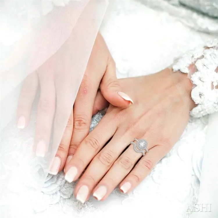 1 1/5 ct Diamond Wedding Set With 1 ct Engagement Ring and 1/5 ct Wedding Band in 14K White Gold