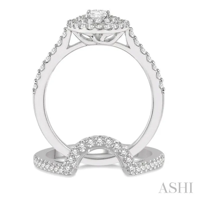 1 1/5 ct Diamond Wedding Set With 1 ct Engagement Ring and 1/5 ct Wedding Band in 14K White Gold
