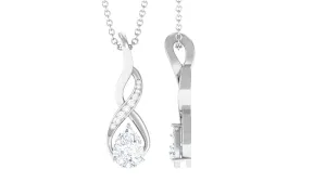 1 CT Pear Cut Cubic Zirconia Infinity Pendant Necklace in Prong Setting
