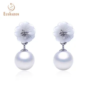 10 Pairs Shell Flower Freshwater Pearl Drop Earrings