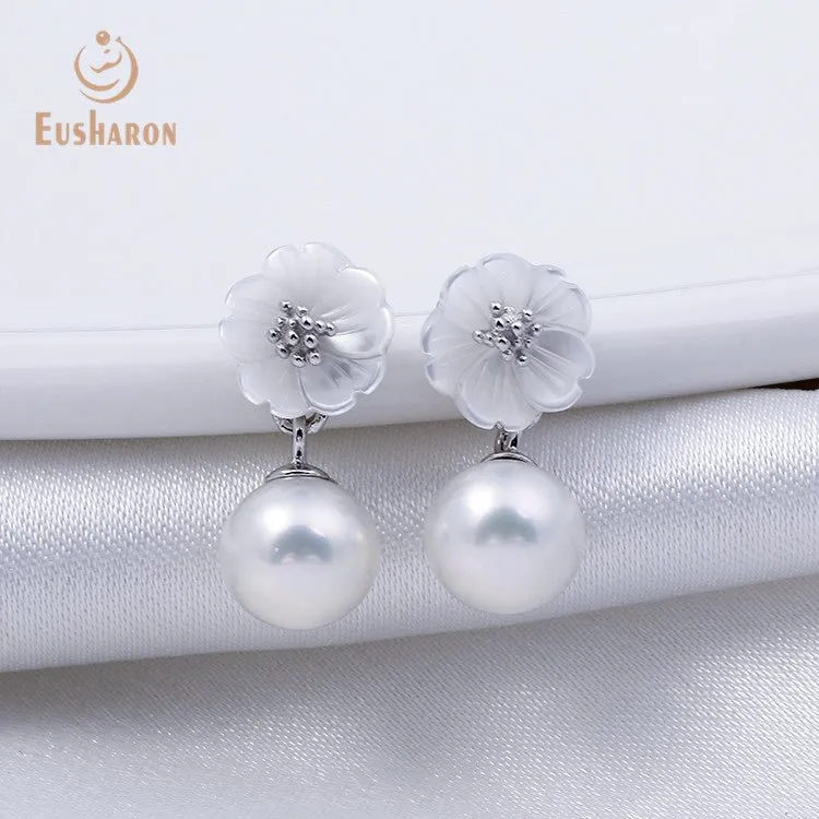 10 Pairs Shell Flower Freshwater Pearl Drop Earrings