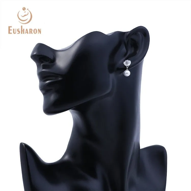 10 Pairs Shell Flower Freshwater Pearl Drop Earrings