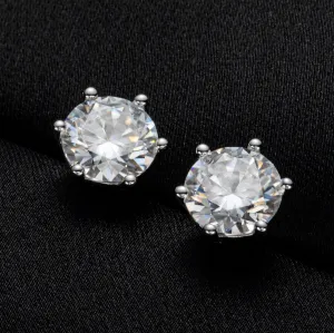 1.0CT/2.0CT/4.0CT D Color Moissanite Earrings 925 Sterling Silver Stud Earrings