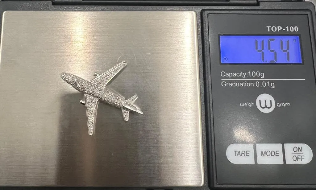 10K Gold .50 CT Diamond Pendant, Diamond Airplane Pendant Iced Out Pendant, Hip Hop Diamond Pendant, Aeroplane Wedding plane shape Charm
