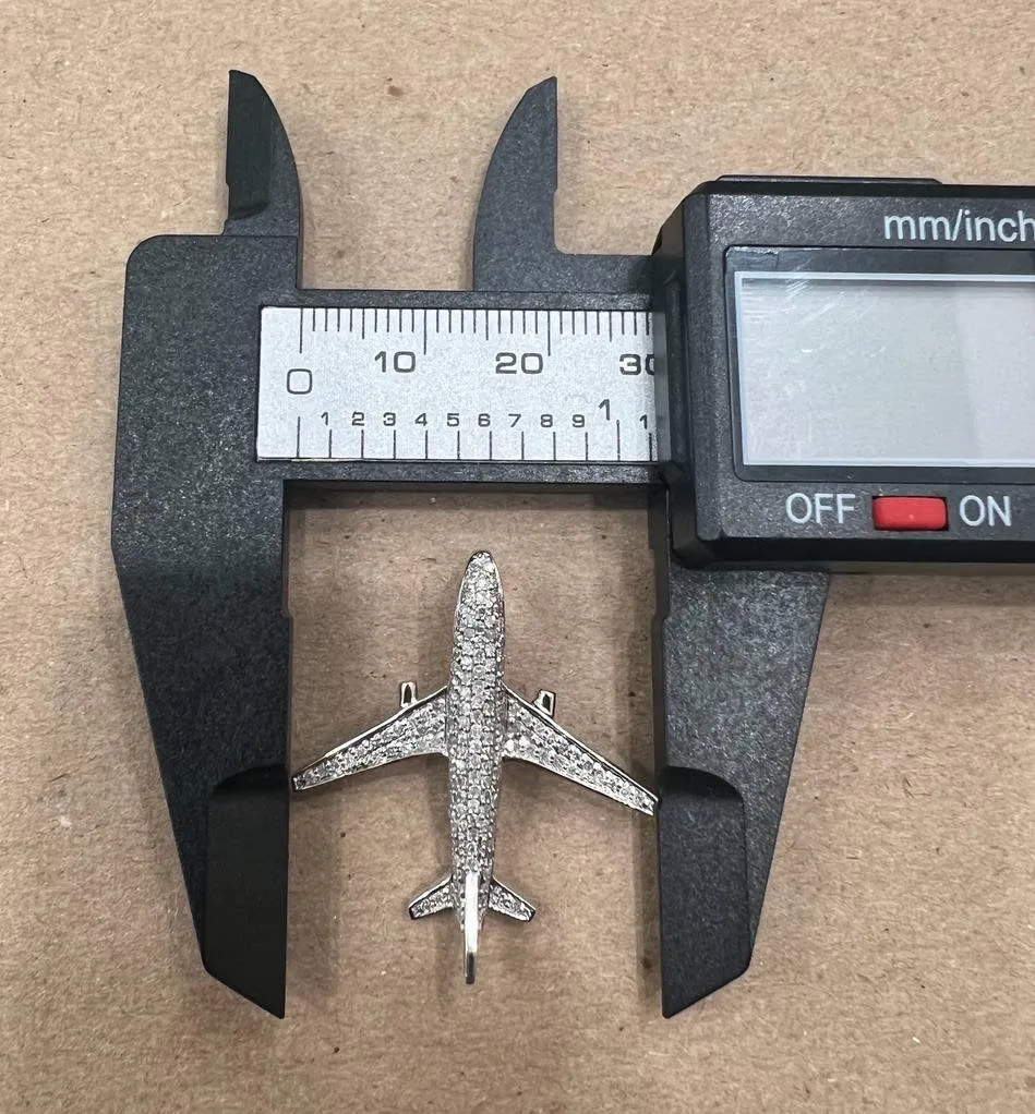 10K Gold .50 CT Diamond Pendant, Diamond Airplane Pendant Iced Out Pendant, Hip Hop Diamond Pendant, Aeroplane Wedding plane shape Charm