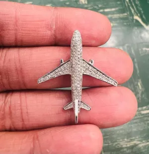 10K Gold .50 CT Diamond Pendant, Diamond Airplane Pendant Iced Out Pendant, Hip Hop Diamond Pendant, Aeroplane Wedding plane shape Charm