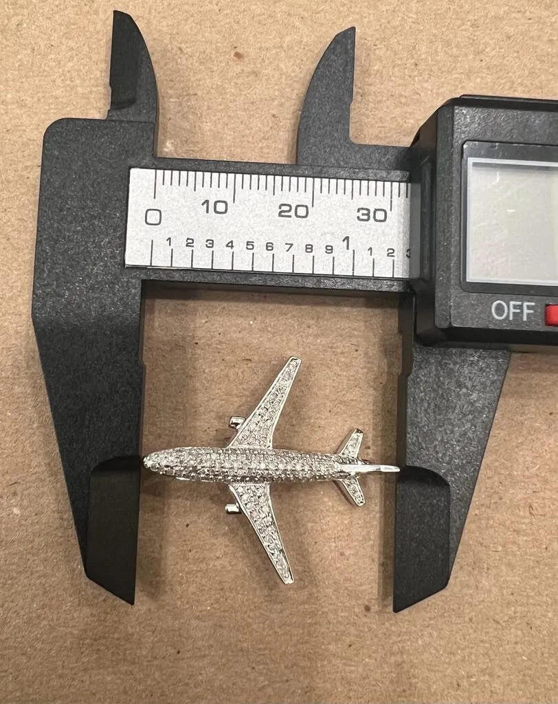 10K Gold .50 CT Diamond Pendant, Diamond Airplane Pendant Iced Out Pendant, Hip Hop Diamond Pendant, Aeroplane Wedding plane shape Charm