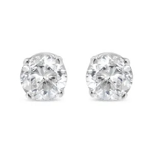 10K White Gold 3/8 Cttw Round Brilliant-Cut Near Colorless Near Colorless Diamond Classic 4-Prong Stud Earrings (I-J Color, I1-I2 Clarity)