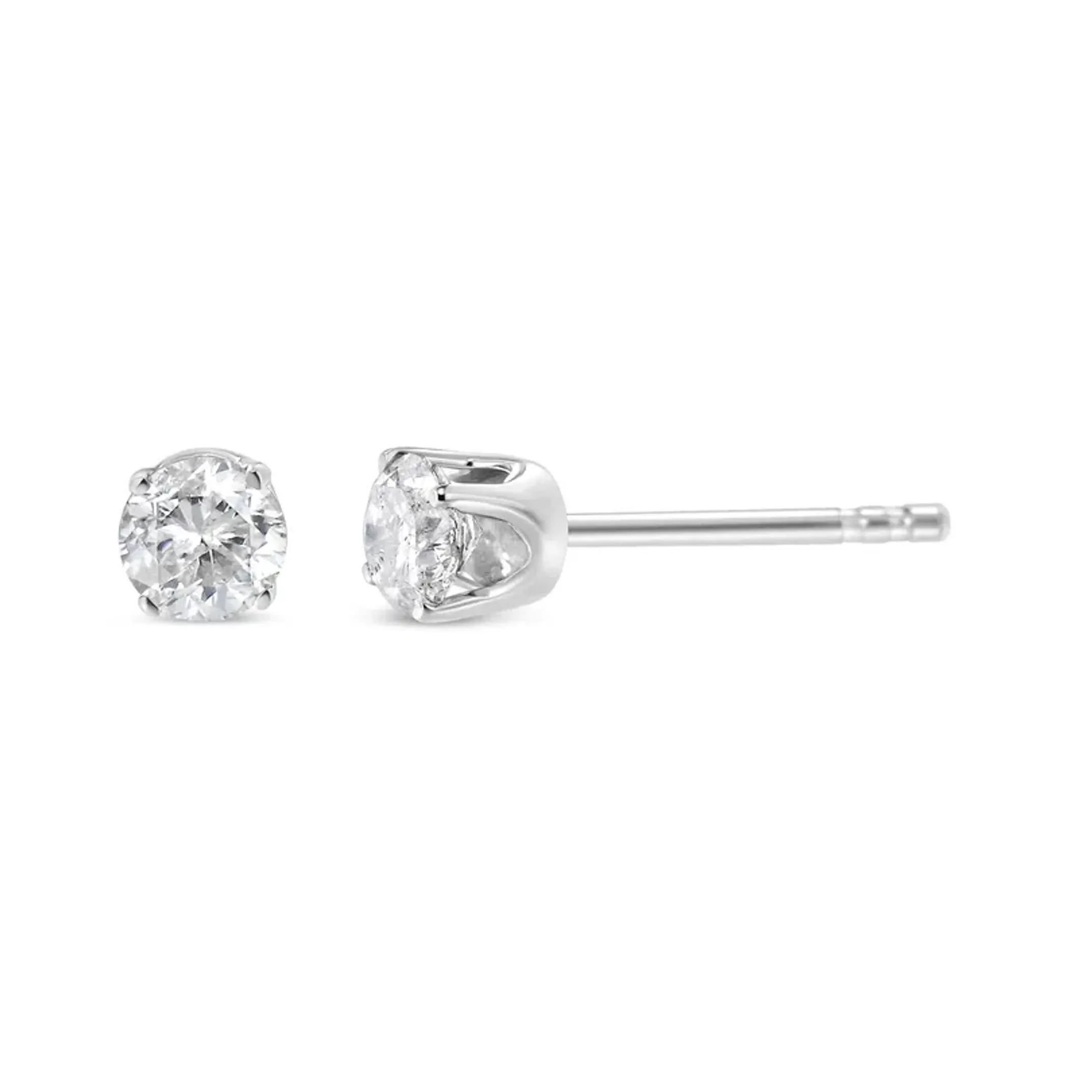 10k White Gold Solitaire Diamond Stud Earrings (0.75 cttw, G-H Color, I3 Clarity)
