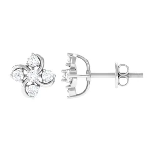 1/2 CT Diamond Cluster Flower Stud Earrings