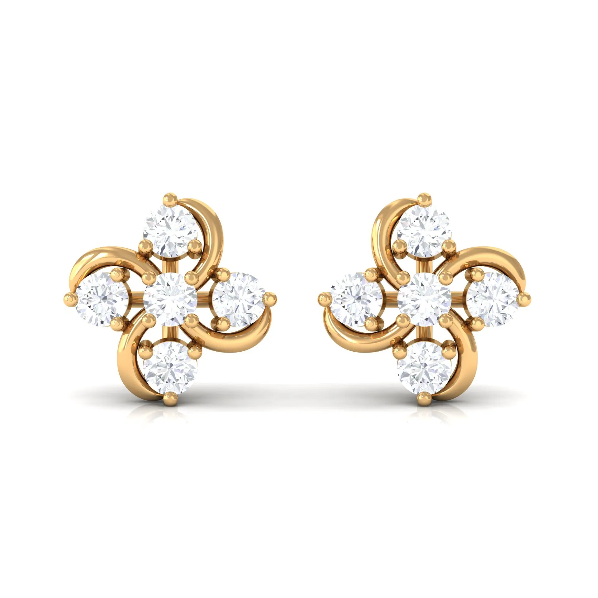 1/2 CT Diamond Cluster Flower Stud Earrings