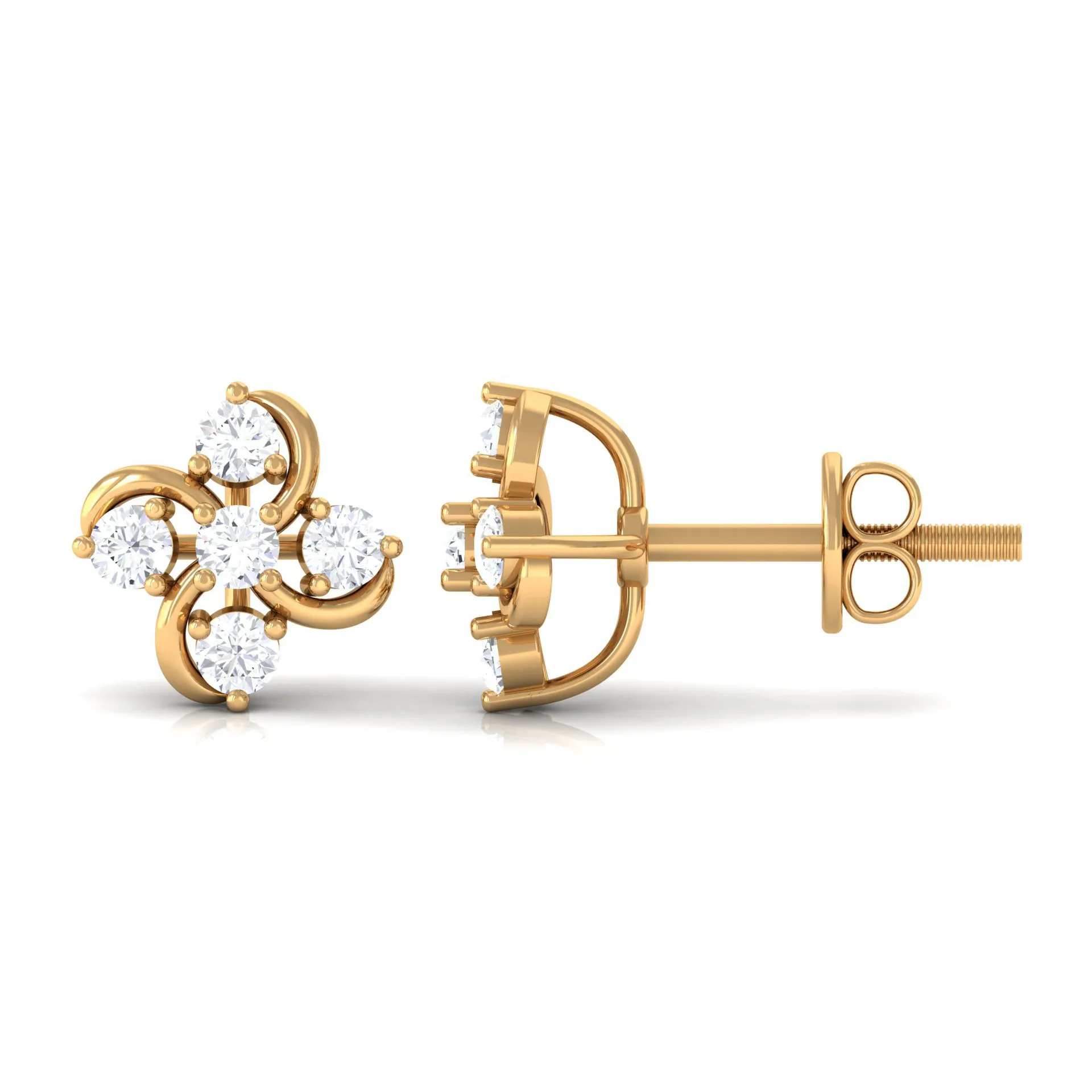 1/2 CT Diamond Cluster Flower Stud Earrings