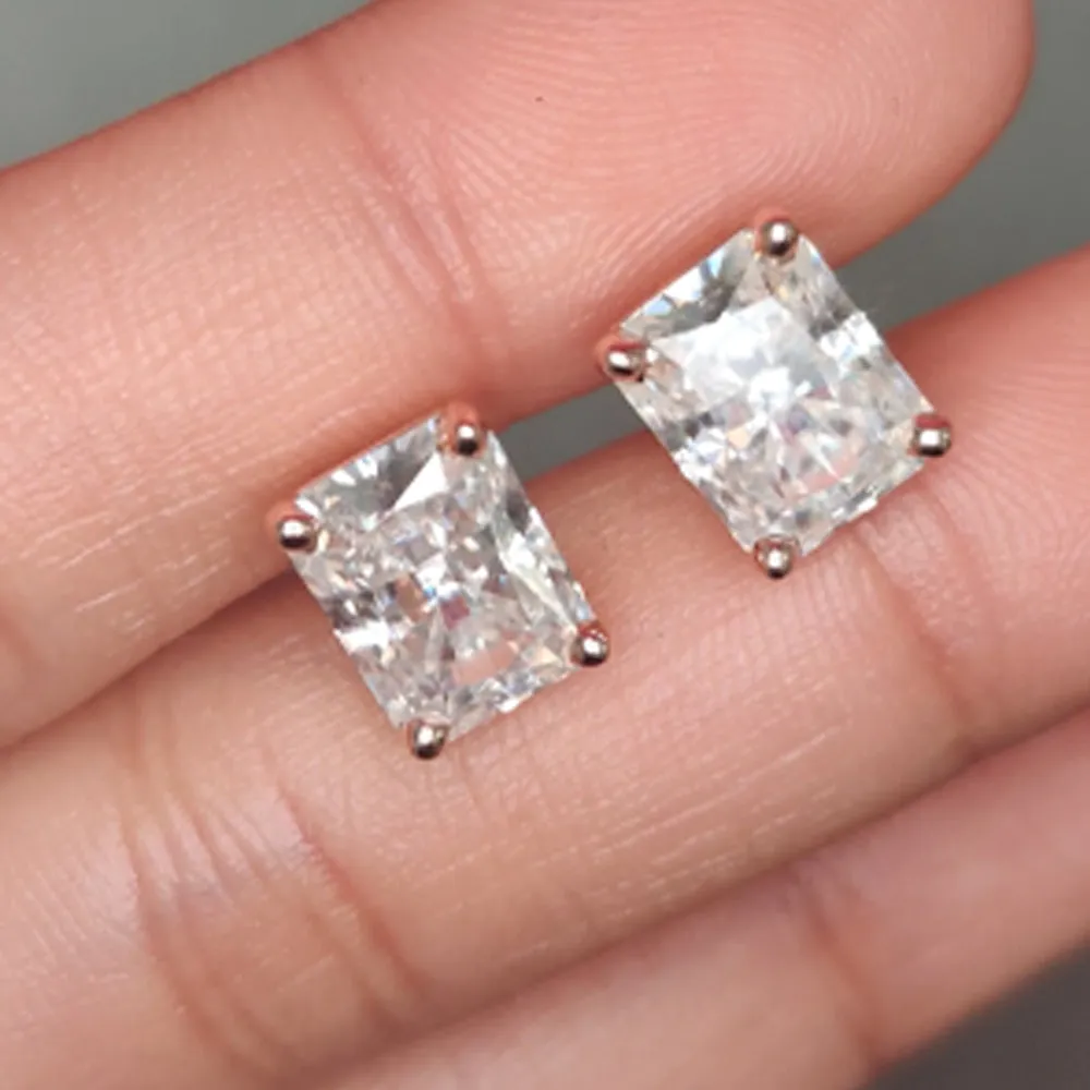 1/2 To 4 Carat Radiant Cut Lab Created Diamond Women Stud Earring 14K Gold