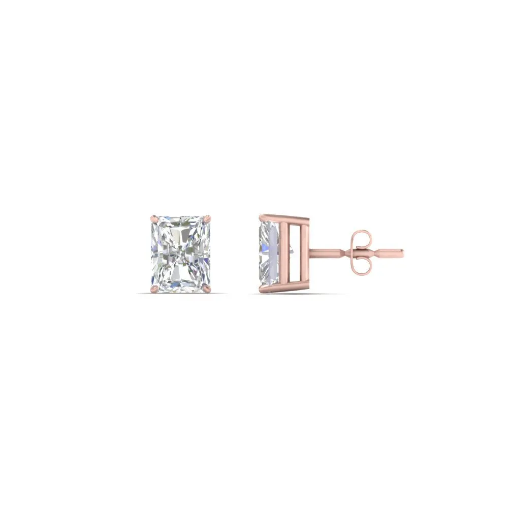 1/2 To 4 Carat Radiant Cut Lab Created Diamond Women Stud Earring 14K Gold