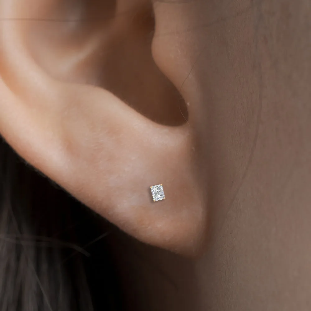 1/2 To 4 Carat Radiant Cut Lab Created Diamond Women Stud Earring 14K Gold