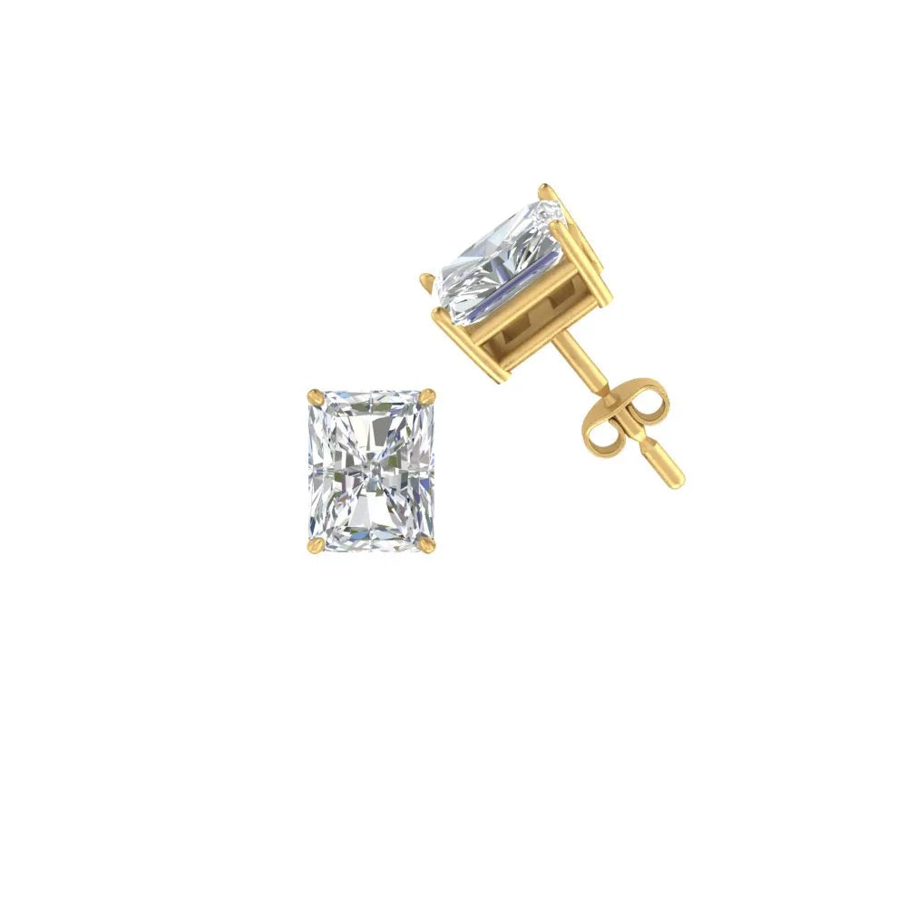 1/2 To 4 Carat Radiant Cut Lab Created Diamond Women Stud Earring 14K Gold