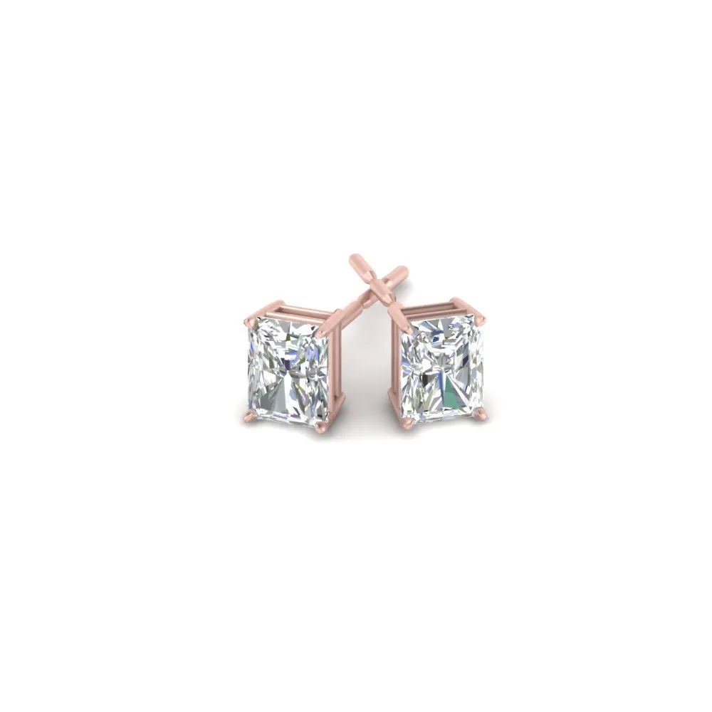 1/2 To 4 Carat Radiant Cut Lab Created Diamond Women Stud Earring 14K Gold