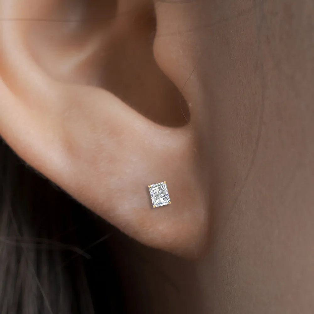 1/2 To 4 Carat Radiant Cut Lab Created Diamond Women Stud Earring 14K Gold