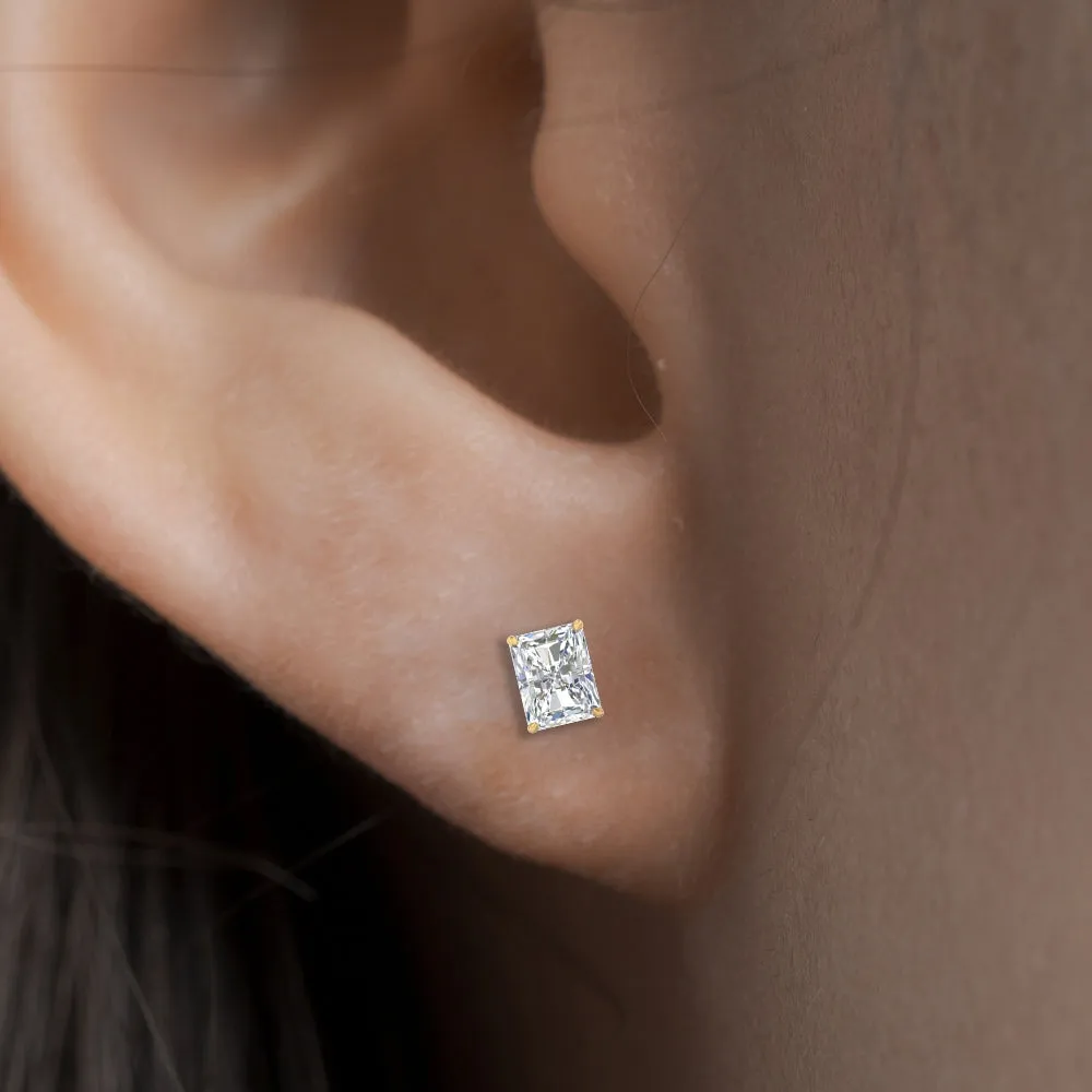 1/2 To 4 Carat Radiant Cut Lab Created Diamond Women Stud Earring 14K Gold