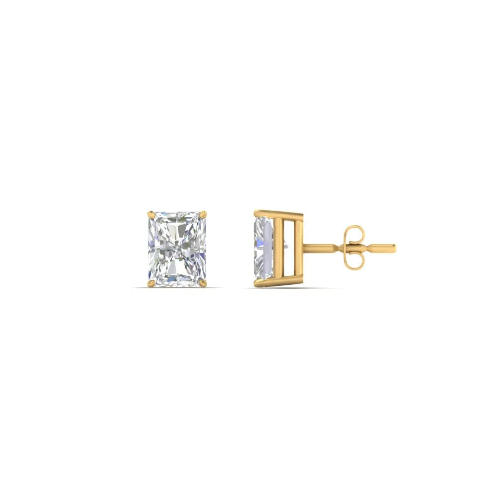 1/2 To 4 Carat Radiant Cut Lab Created Diamond Women Stud Earring 14K Gold