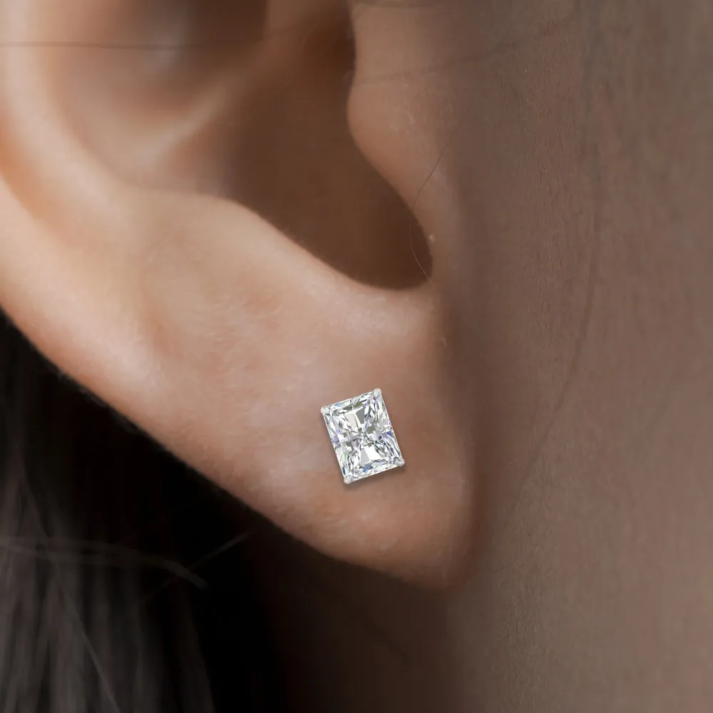 1/2 To 4 Carat Radiant Cut Lab Created Diamond Women Stud Earring 14K Gold