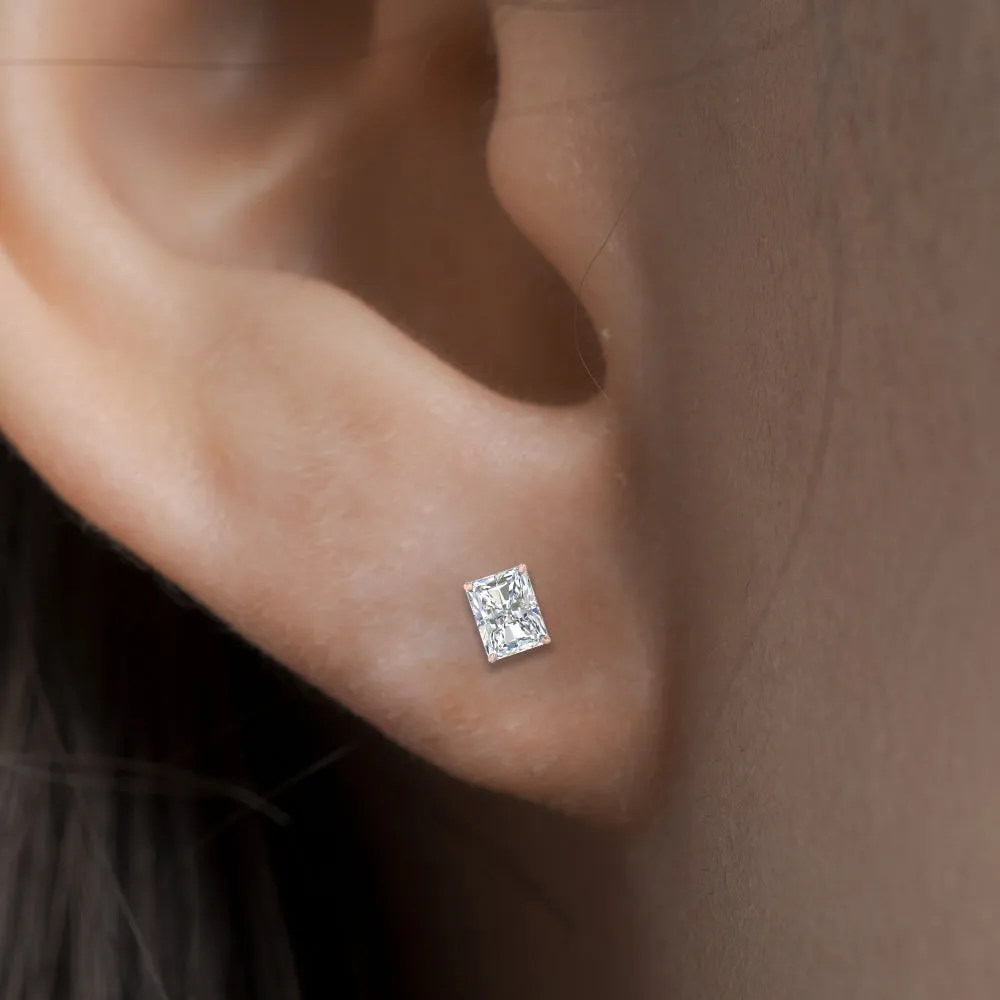 1/2 To 4 Carat Radiant Cut Lab Created Diamond Women Stud Earring 14K Gold