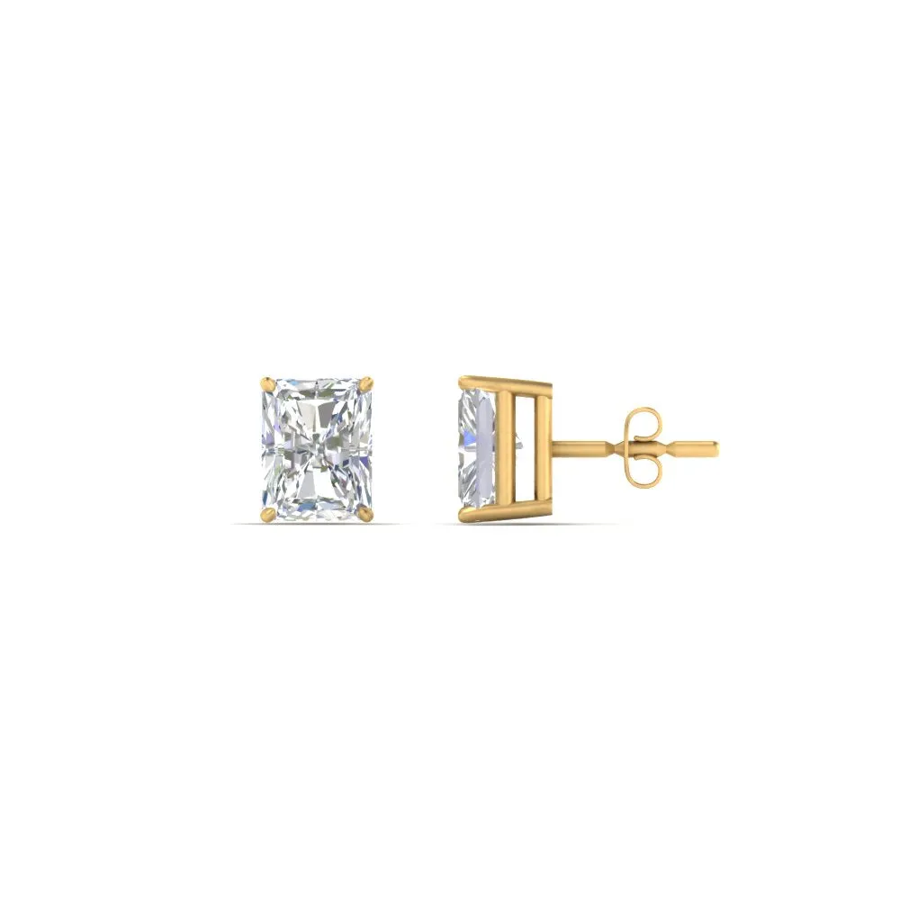 1/2 To 4 Carat Radiant Cut Lab Created Diamond Women Stud Earring 14K Gold