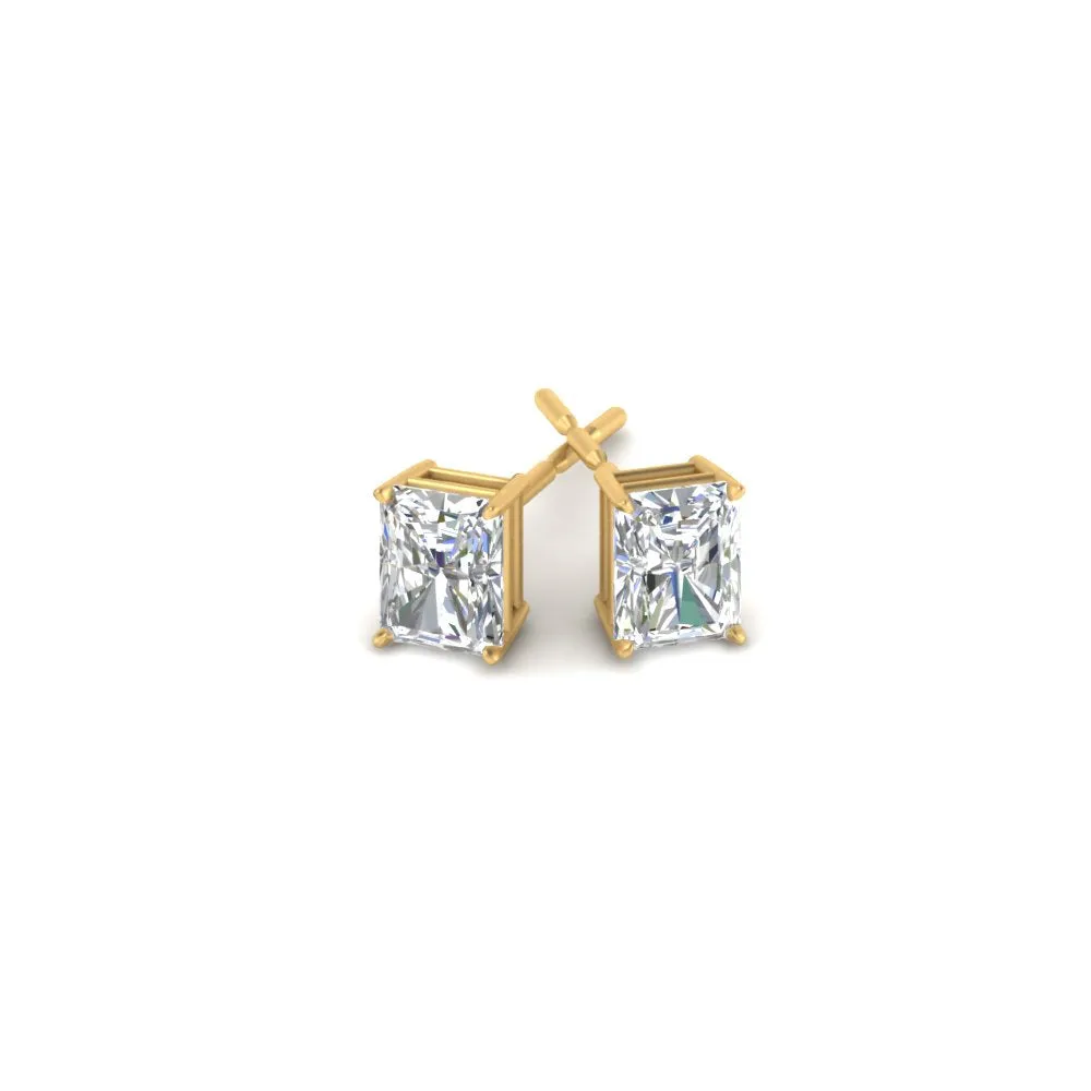 1/2 To 4 Carat Radiant Cut Lab Created Diamond Women Stud Earring 14K Gold