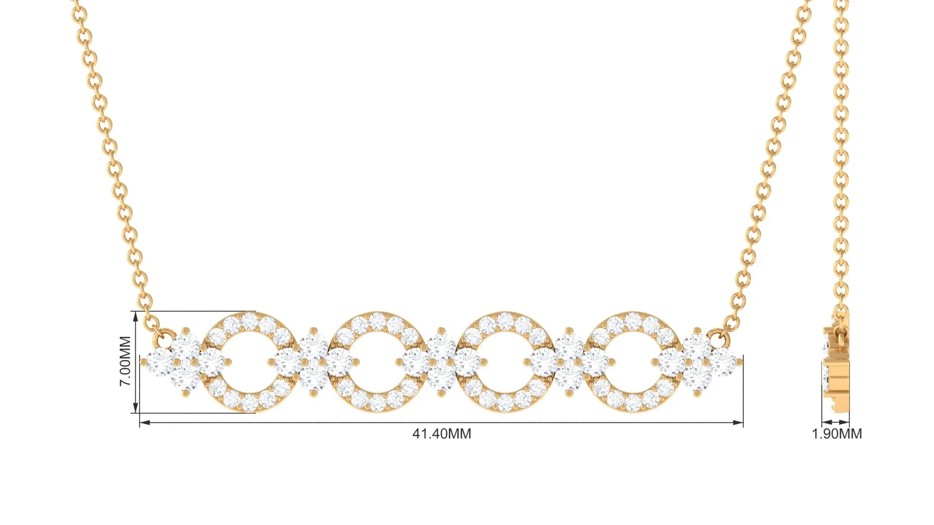 1.25 CT Cubic Zirconia Bridal Bar Necklace in Gold