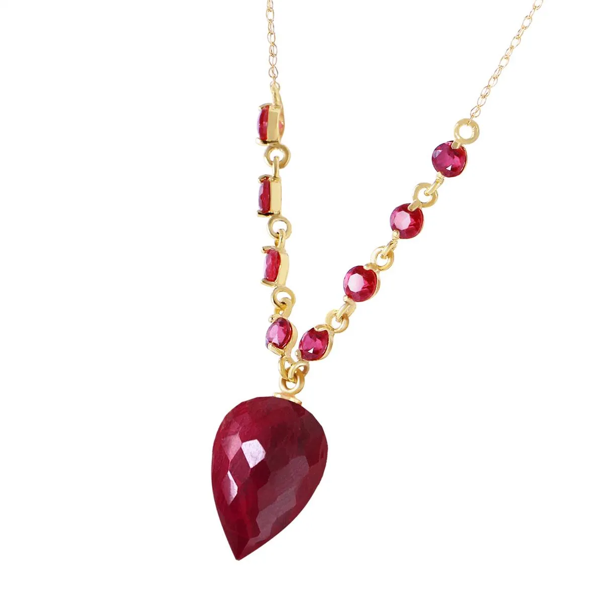14 Carat 14K Solid Yellow Gold Amethystrican Sonnet Ruby Necklace