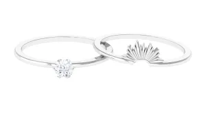 1/4 CT Round Diamond Sunburst Wedding Ring Set in Gold
