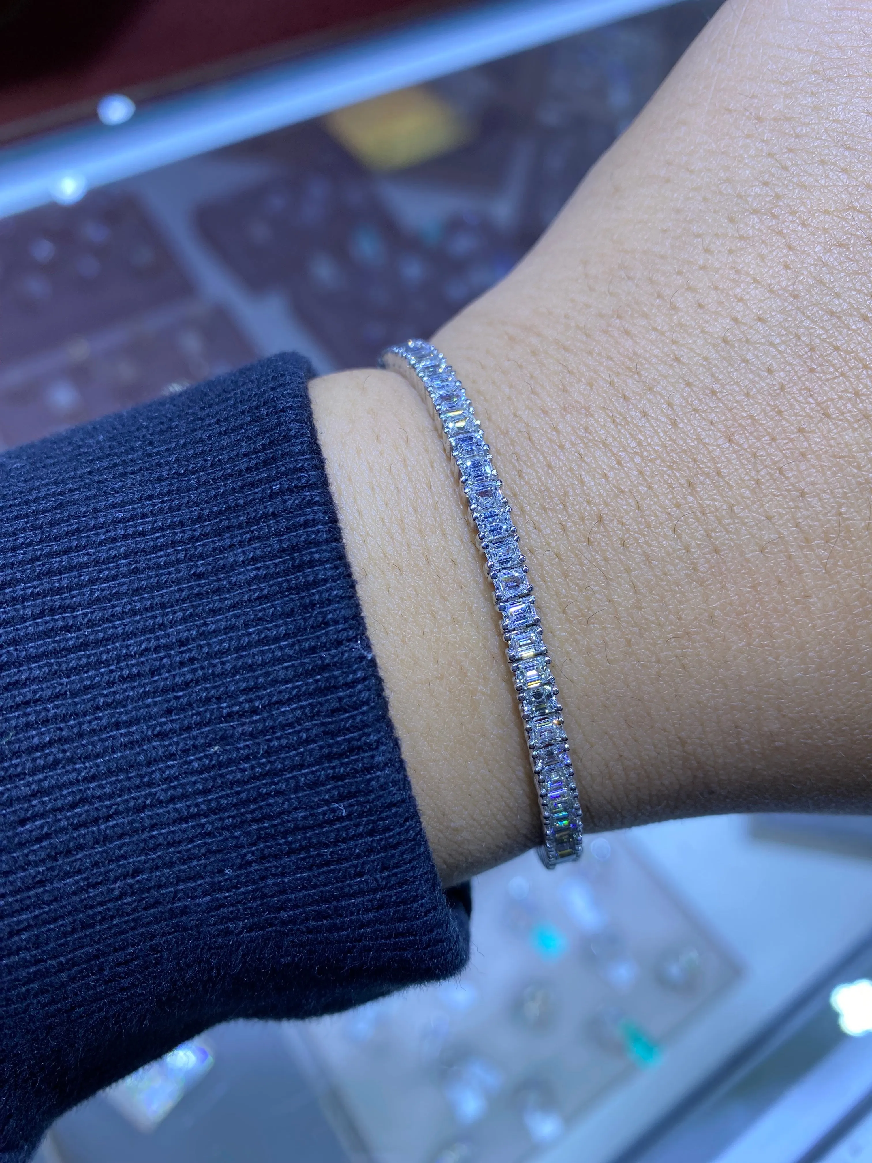 14K Gold 3.5MM Emerald Shape Tennis Bracelet