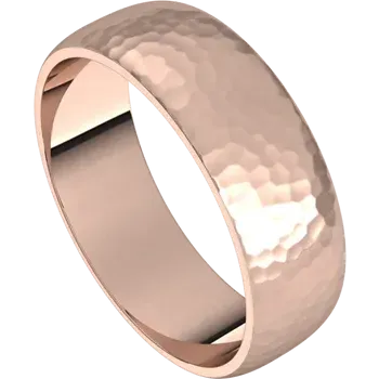 14k Gold 6mm Half Round Light Classic Wedding Band with Satin Rock or Satin Hammered Finish
