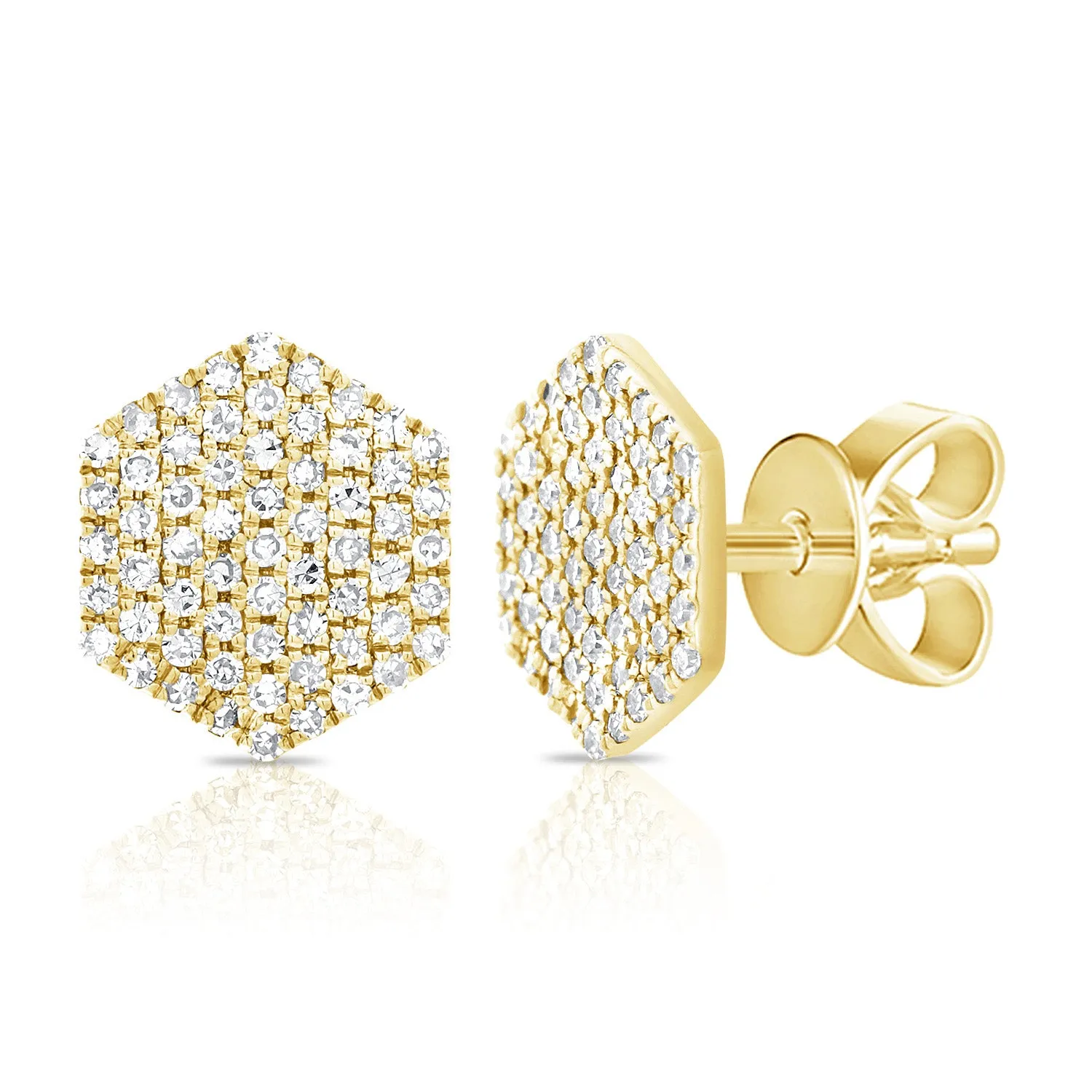 14k Gold & Diamond Hexagon Stud Earrings- 0.23 ct.