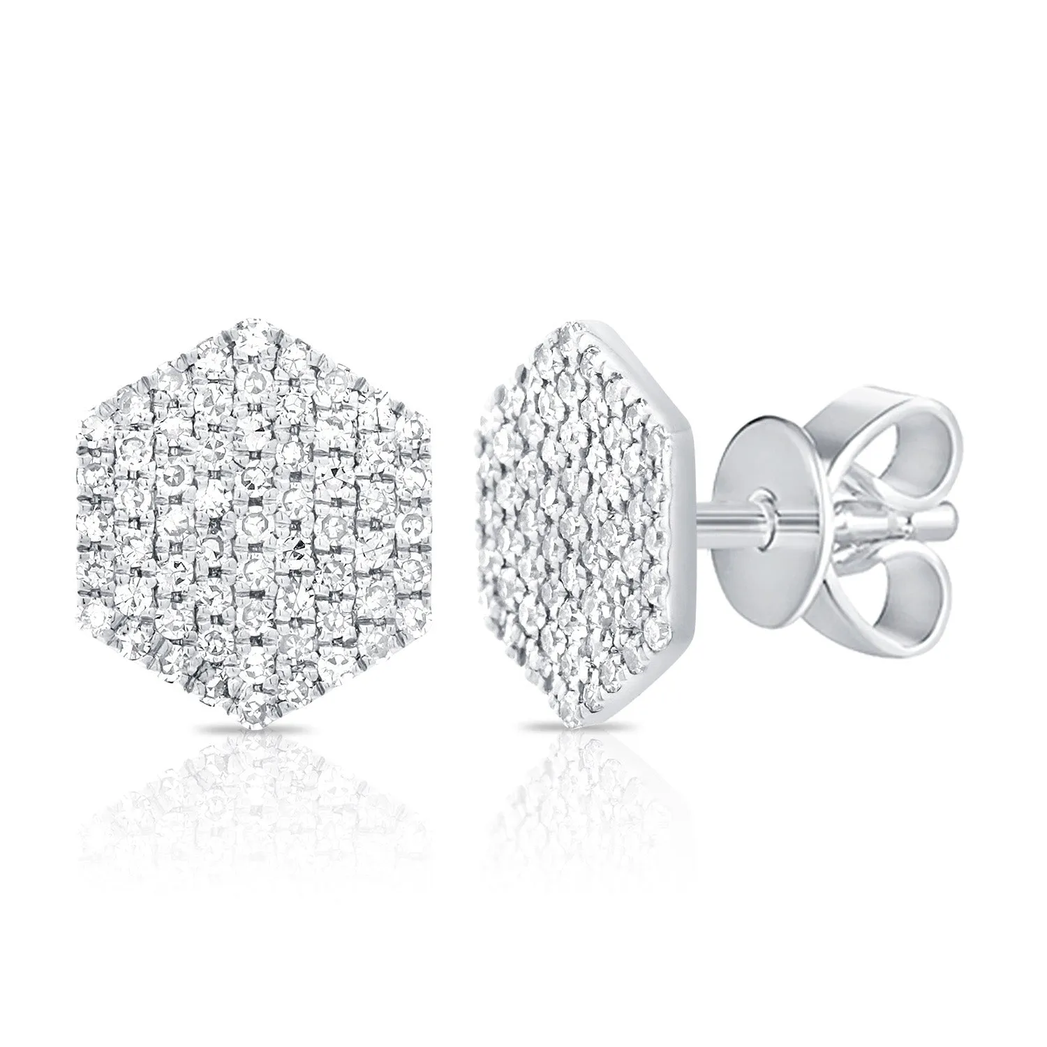 14k Gold & Diamond Hexagon Stud Earrings- 0.23 ct.