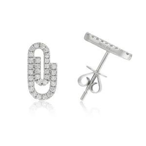 14k Gold & Diamond Paperclip Stud Earrings - 0.22ct