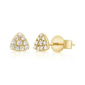 14k Gold & Diamond Triangle Stud Earrings - 0.07ct