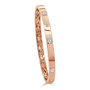 14k Gold & Fancy-Shape Diamond Bangle - 0.76ct