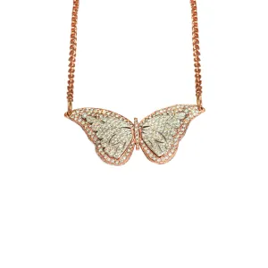 14k Gold Diamond Coileray Butterfly Pendant 3 Ctw