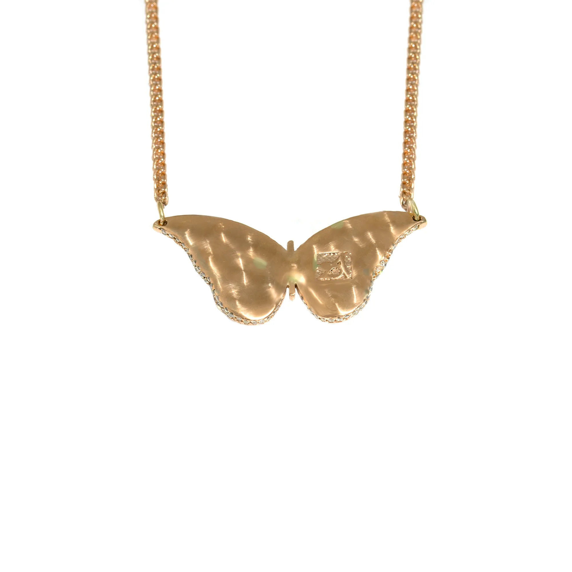 14k Gold Diamond Coileray Butterfly Pendant 3 Ctw