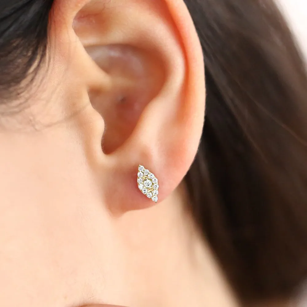 14K Gold Evil Eye Diamond Studs