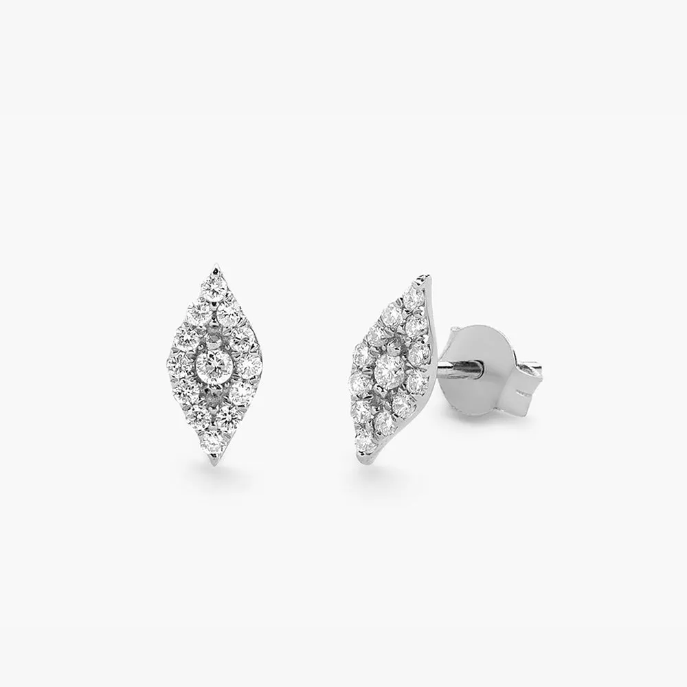 14K Gold Evil Eye Diamond Studs