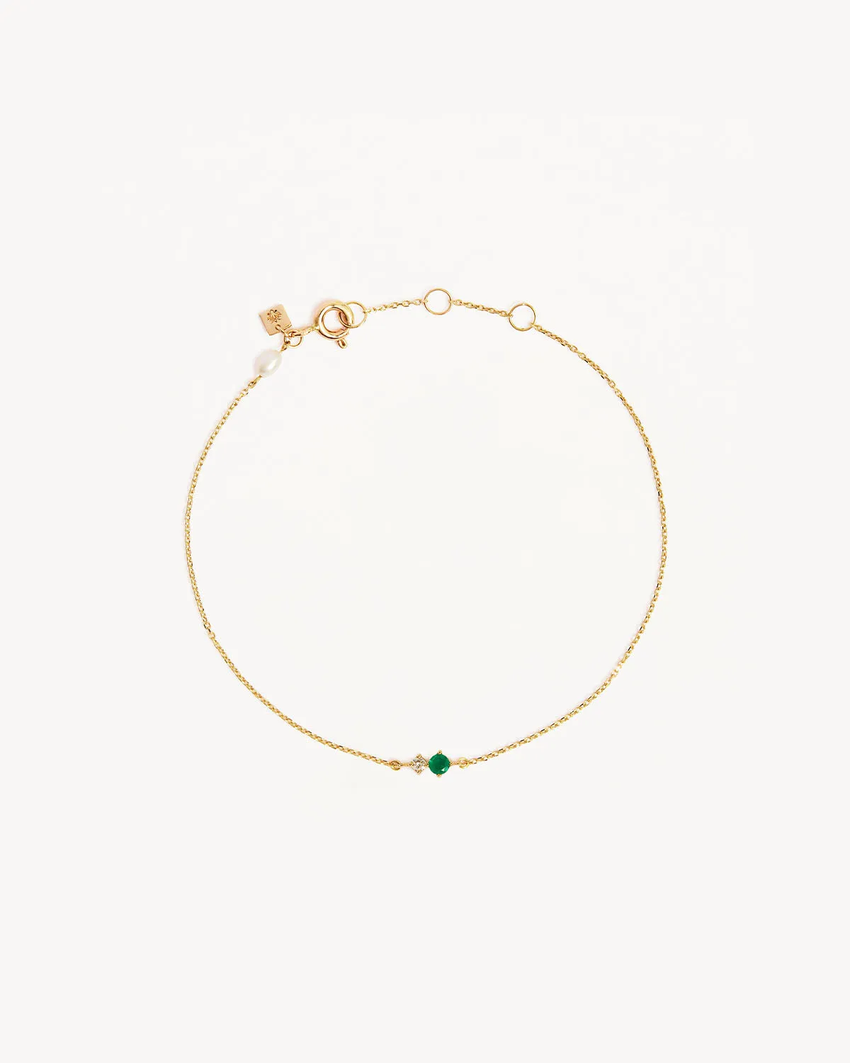 14k Solid Gold Magic Within Birthstone Diamond Bracelet - May - Emerald