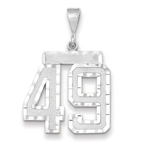 14k White Gold Diamond Cut Finish Large Size Number 49 Charm Pendant
