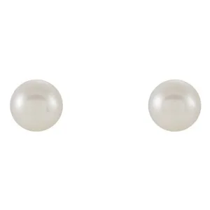 14K Yellow 5-5.5 mm Cultured White Freshwater Pearl Earrings