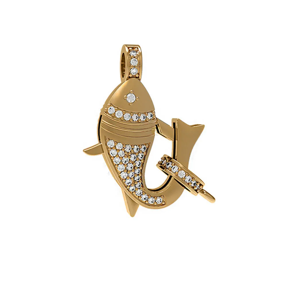 14k Yellow Gold Natural Pave Diamond Lobster Fish Lock Claps Finding Jewelry