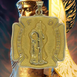 14K Yellow Gold Saint Florian Medal (Hollow)