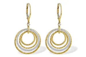 14KT Two Tone Diamond Circle Earrings