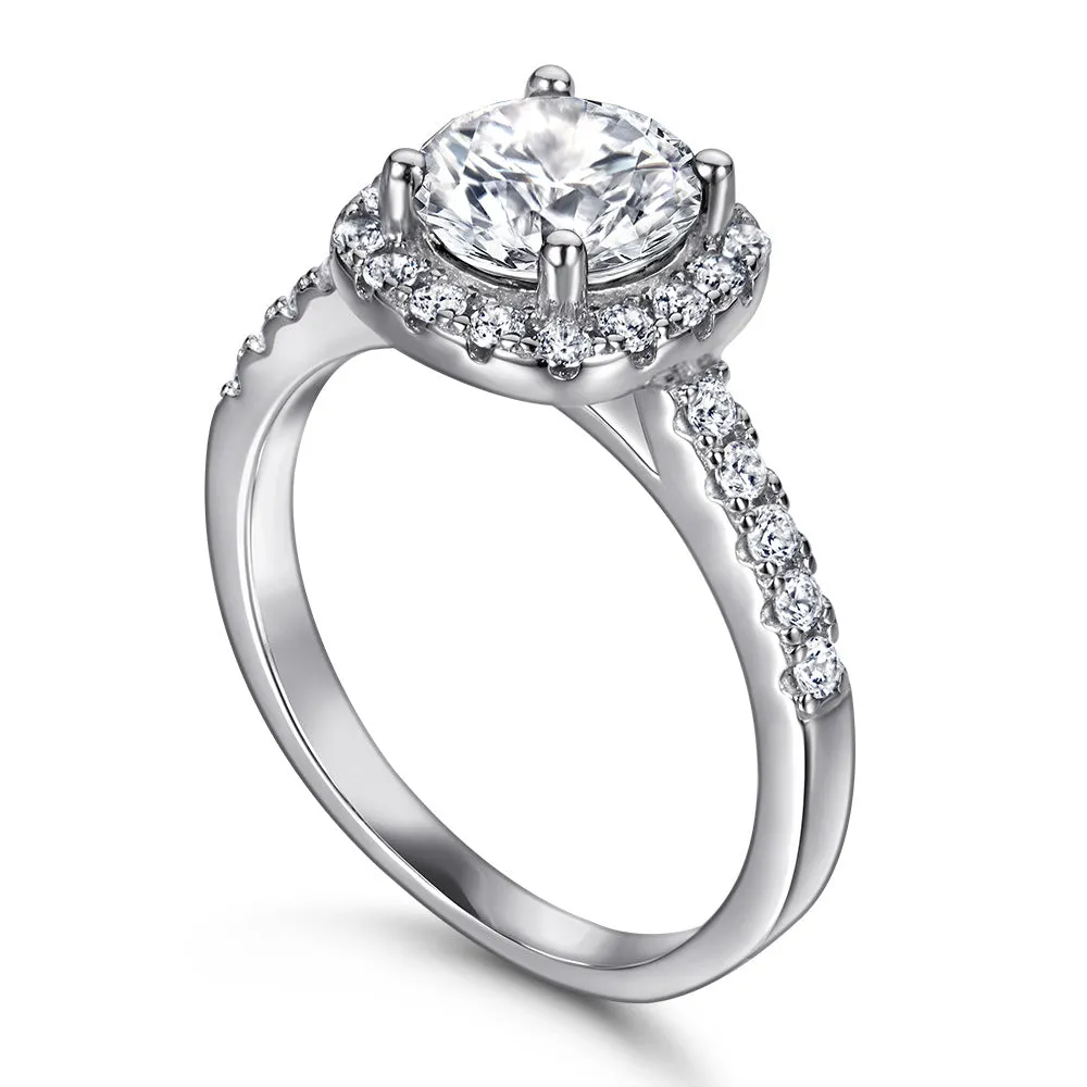1.5 Carat Round Cushion Halo Engagement & Wedding Bridal Set Rings